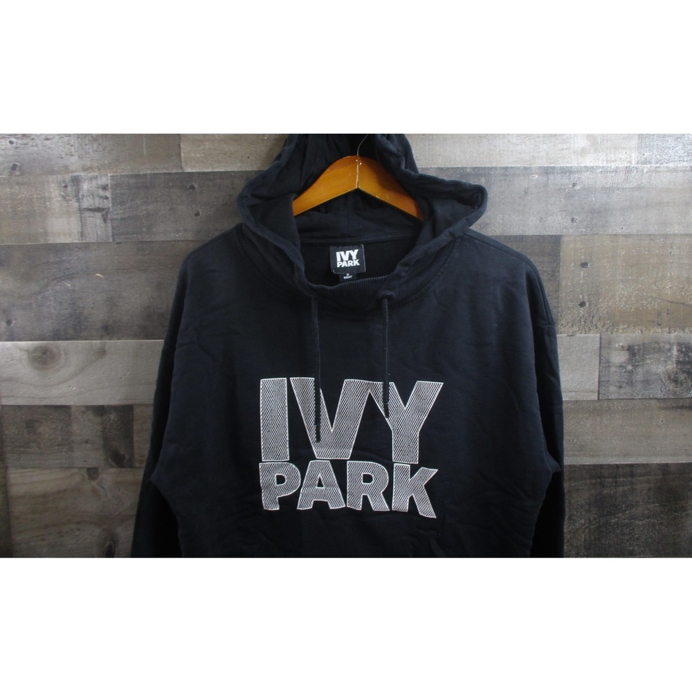 IVY PARK Hoodie Womens Small Black Pullover Logo Graphic Kangaroo Pocket